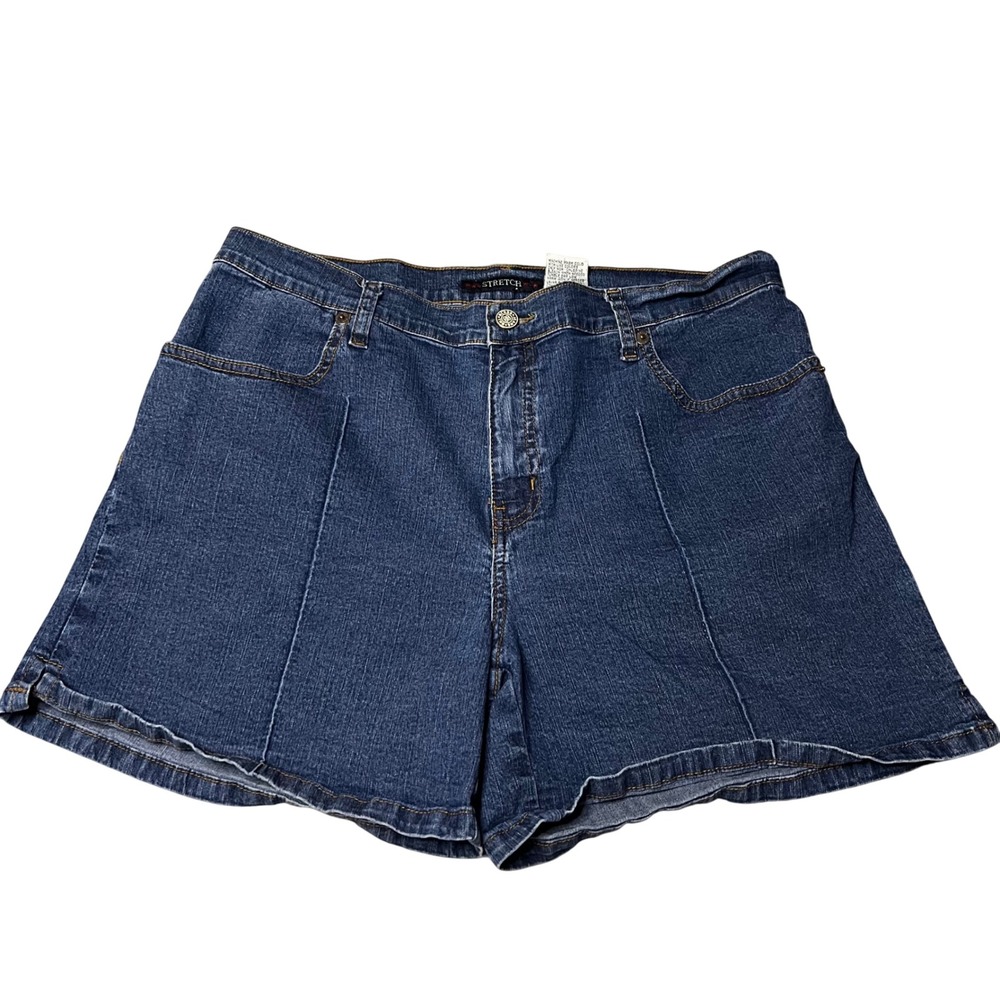 Bill Blass Jeans Womens 10 Blue Stretch Denim Shorts High Rise Seam Front Pocket